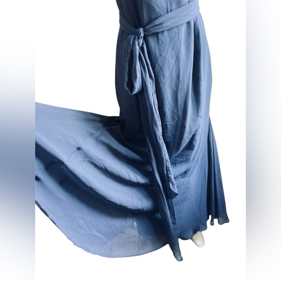 Vera Wang WHITE label midnight blue maxi gown formal bridesmaid dress size 12 - Picture 10 of 16